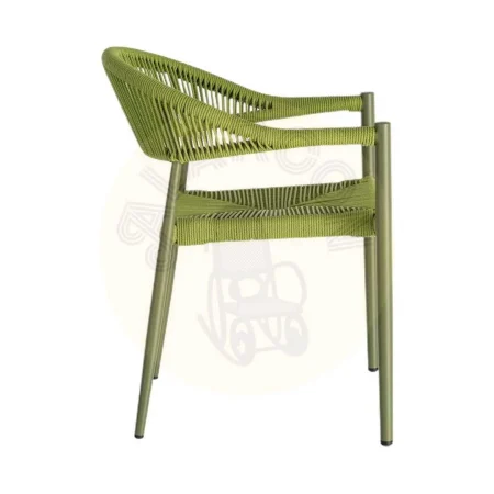 Silla apilable de aluminio y ratán PE verde para exterior certificada EN16139 56x58x76cm - Ixia - 616384IX - foto-secundaria-3