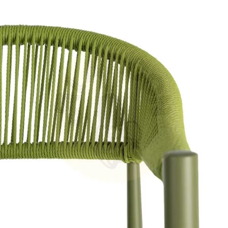 Silla apilable de aluminio y ratán PE verde para exterior certificada EN16139 56x58x76cm - Ixia - 616384IX - foto-secundaria-4