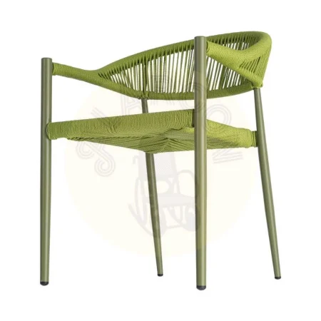 Silla apilable de aluminio y ratán PE verde para exterior certificada EN16139 56x58x76cm - Ixia - 616384IX - foto-secundaria-5