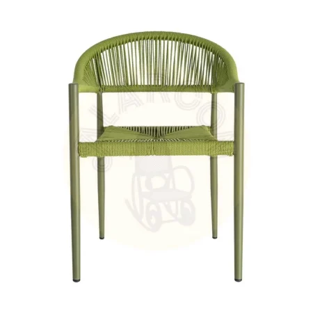 Silla apilable de aluminio y ratán PE verde para exterior certificada EN16139 56x58x76cm - Ixia - 616384IX - foto-secundaria-6