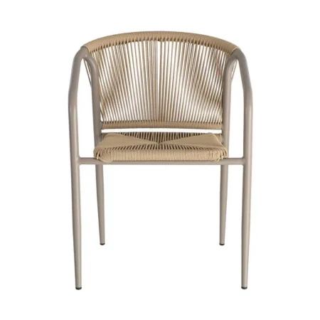 Silla apilable de aluminio y ratán PE beige apta para exterior 57x60x77.50cm - Ixia - 616385IX - foto-blanco