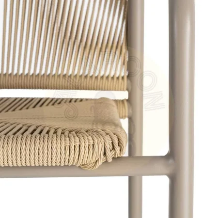 Silla apilable de aluminio y ratán PE beige apta para exterior 57x60x77.50cm - Ixia - 616385IX - foto-secundaria-1