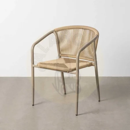 Silla apilable de aluminio y ratán PE beige apta para exterior 57x60x77.50cm - Ixia - 616385IX - foto-secundaria-10