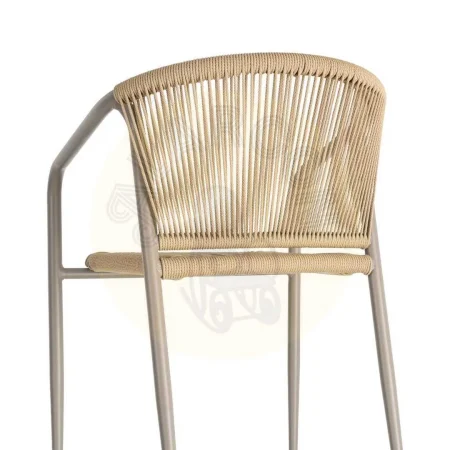 Silla apilable de aluminio y ratán PE beige apta para exterior 57x60x77.50cm - Ixia - 616385IX - foto-secundaria-2