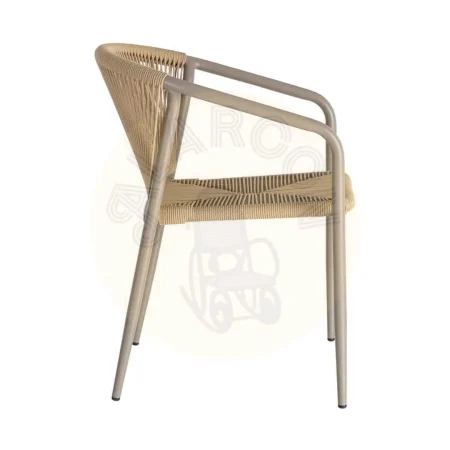 Silla apilable de aluminio y ratán PE beige apta para exterior 57x60x77.50cm - Ixia - 616385IX - foto-secundaria-3