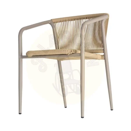 Silla apilable de aluminio y ratán PE beige apta para exterior 57x60x77.50cm - Ixia - 616385IX - foto-secundaria-5