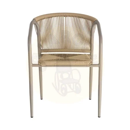 Silla apilable de aluminio y ratán PE beige apta para exterior 57x60x77.50cm - Ixia - 616385IX - foto-secundaria-6