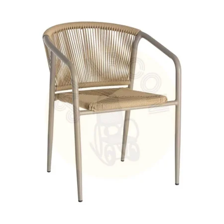 Silla apilable de aluminio y ratán PE beige apta para exterior 57x60x77.50cm - Ixia - 616385IX - foto-secundaria-9