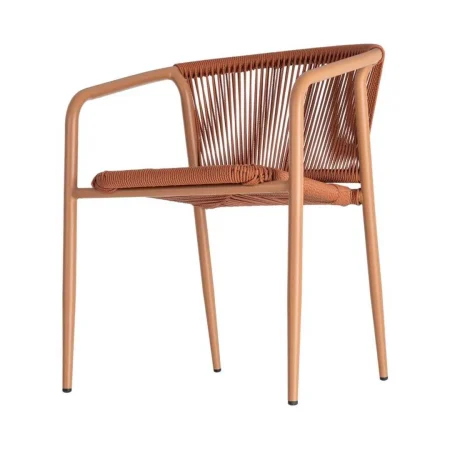 Silla apilable aluminio y ratán PE terracota apta para exterior 57x60x77.50cm - Ixia - 616386IX - foto-blanco