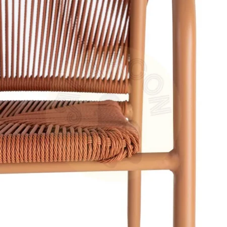 Silla apilable aluminio y ratán PE terracota apta para exterior 57x60x77.50cm - Ixia - 616386IX - foto-secundaria-1
