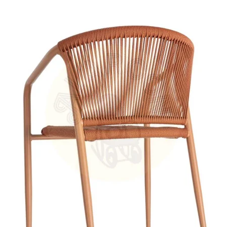 Silla apilable aluminio y ratán PE terracota apta para exterior 57x60x77.50cm - Ixia - 616386IX - foto-secundaria-2
