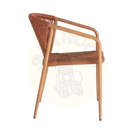 Silla apilable aluminio y ratán PE terracota apta para exterior 57x60x77.50cm - Ixia - 616386IX - foto-secundaria-3