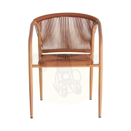 Silla apilable aluminio y ratán PE terracota apta para exterior 57x60x77.50cm - Ixia - 616386IX - foto-secundaria-6