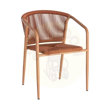 Silla apilable aluminio y ratán PE terracota apta para exterior 57x60x77.50cm - Ixia - 616386IX - foto-secundaria-9