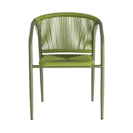 Silla apilable de aluminio y ratán PE verde apta para exterior 57x60x77.50cm - Ixia - 616387IX - foto-blanco