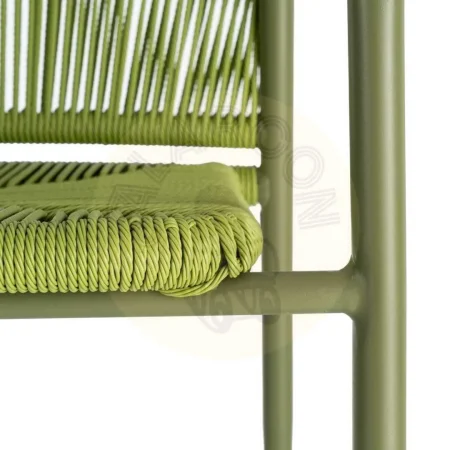 Silla apilable de aluminio y ratán PE verde apta para exterior 57x60x77.50cm - Ixia - 616387IX - foto-secundaria-1