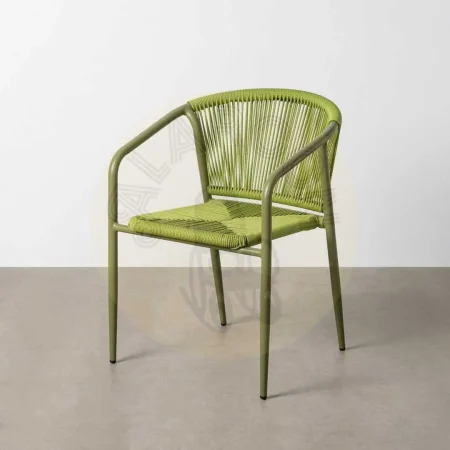 Silla apilable de aluminio y ratán PE verde apta para exterior 57x60x77.50cm - Ixia - 616387IX - foto-secundaria-10