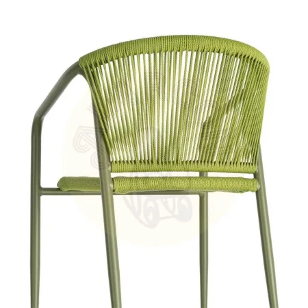 Silla apilable de aluminio y ratán PE verde apta para exterior 57x60x77.50cm - Ixia - 616387IX - foto-secundaria-2