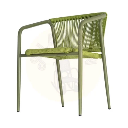 Silla apilable de aluminio y ratán PE verde apta para exterior 57x60x77.50cm - Ixia - 616387IX - foto-secundaria-5