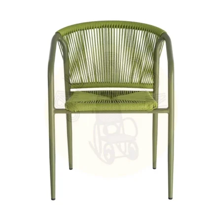 Silla apilable de aluminio y ratán PE verde apta para exterior 57x60x77.50cm - Ixia - 616387IX - foto-secundaria-6