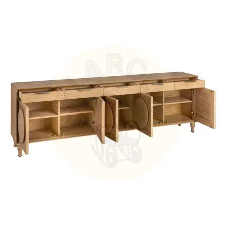 Aparador de roble natural para salón con cajones y puertas - Ixia 240x40x77cm - Ixia - 616389IX - foto-secundaria-1