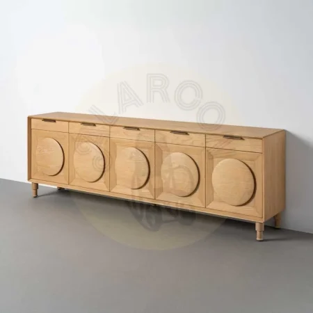 Aparador de roble natural para salón con cajones y puertas - Ixia 240x40x77cm - Ixia - 616389IX - foto-secundaria-10