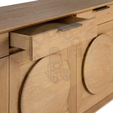 Aparador de roble natural para salón con cajones y puertas - Ixia 240x40x77cm - Ixia - 616389IX - foto-secundaria-5