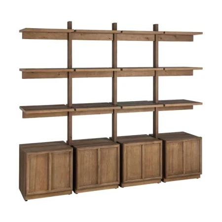 Estantería de madera de pino para salón con puertas y estantes 210.50x44.50x187cm - Ixia - 616391IX - foto-blanco