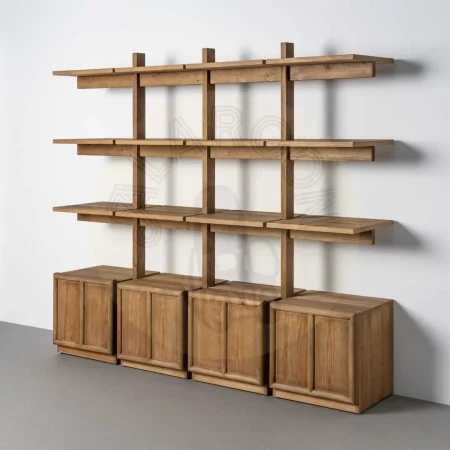 Estantería de madera de pino para salón con puertas y estantes 210.50x44.50x187cm - Ixia - 616391IX - foto-secundaria-12
