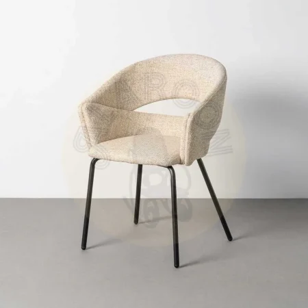 Silla con brazos beige tapizada en tejido 100% poliéster con estructura de hierro 59x61x82cm - Ixia - 616393IX - foto-secundaria-10