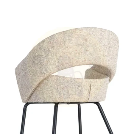 Silla con brazos beige tapizada en tejido 100% poliéster con estructura de hierro 59x61x82cm - Ixia - 616393IX - foto-secundaria-2