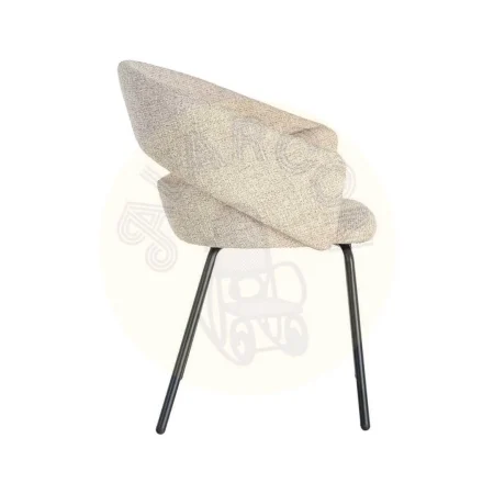Silla con brazos beige tapizada en tejido 100% poliéster con estructura de hierro 59x61x82cm - Ixia - 616393IX - foto-secundaria-3