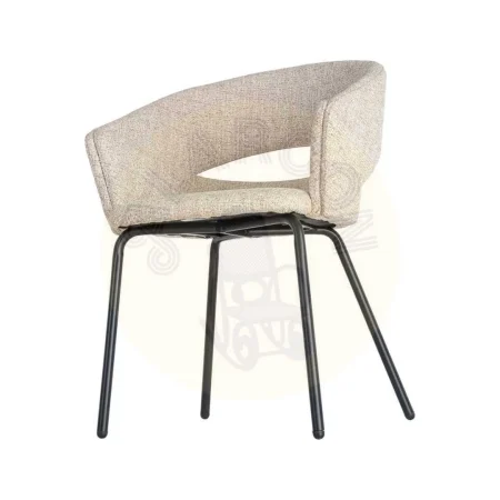 Silla con brazos beige tapizada en tejido 100% poliéster con estructura de hierro 59x61x82cm - Ixia - 616393IX - foto-secundaria-5