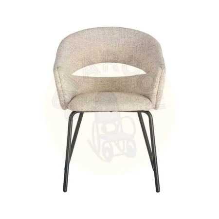 Silla con brazos beige tapizada en tejido 100% poliéster con estructura de hierro 59x61x82cm - Ixia - 616393IX - foto-secundaria-6