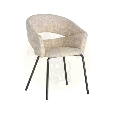Silla con brazos beige tapizada en tejido 100% poliéster con estructura de hierro 59x61x82cm - Ixia - 616393IX - foto-secundaria-9