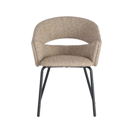 Silla con brazos tapizada en tejido taupe y estructura metálica 59x61x82cm - Ixia - 616394IX - foto-blanco