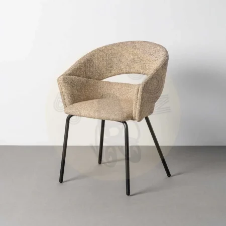 Silla con brazos tapizada en tejido taupe y estructura metálica 59x61x82cm - Ixia - 616394IX - foto-secundaria-10
