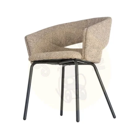 Silla con brazos tapizada en tejido taupe y estructura metálica 59x61x82cm - Ixia - 616394IX - foto-secundaria-5