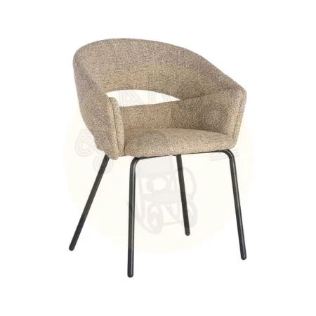 Silla con brazos tapizada en tejido taupe y estructura metálica 59x61x82cm - Ixia - 616394IX - foto-secundaria-9