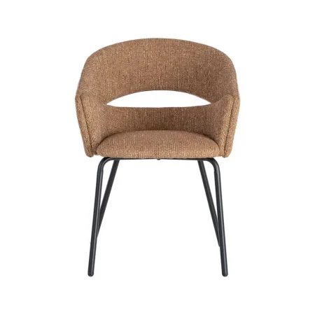 Silla con brazos tapizada en tejido moka y estructura metálica 59x61x82cm - Ixia - 616395IX - foto-blanco