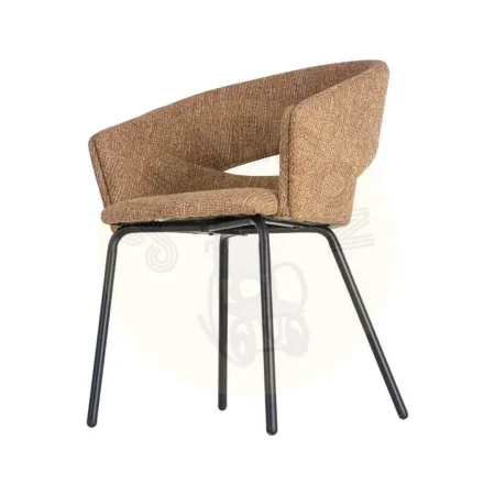 Silla con brazos tapizada en tejido moka y estructura metálica 59x61x82cm - Ixia - 616395IX - foto-secundaria-5