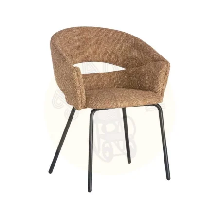Silla con brazos tapizada en tejido moka y estructura metálica 59x61x82cm - Ixia - 616395IX - foto-secundaria-9