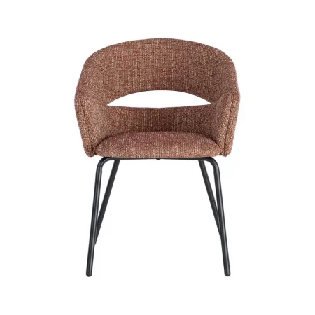 Silla con brazos tapizada en tejido poliéster teja con estructura metálica 59x61x82cm - Ixia - 616396IX - foto-blanco