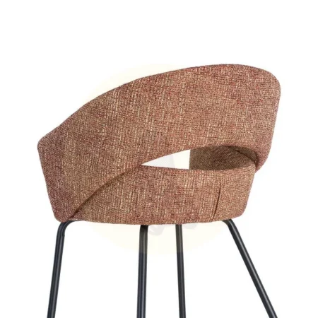Silla con brazos tapizada en tejido poliéster teja con estructura metálica 59x61x82cm - Ixia - 616396IX - foto-secundaria-1