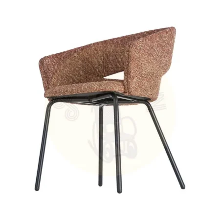 Silla con brazos tapizada en tejido poliéster teja con estructura metálica 59x61x82cm - Ixia - 616396IX - foto-secundaria-4