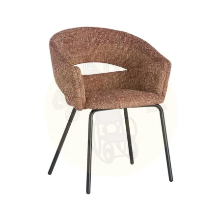 Silla con brazos tapizada en tejido poliéster teja con estructura metálica 59x61x82cm - Ixia - 616396IX - foto-secundaria-8