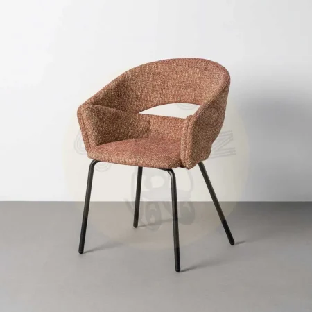Silla con brazos tapizada en tejido poliéster teja con estructura metálica 59x61x82cm - Ixia - 616396IX - foto-secundaria-9