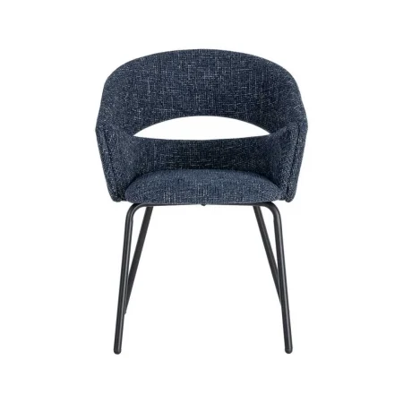 Silla de brazos tapizada en tejido azul con estructura metálica 59x61x82cm - Ixia - 616397IX - foto-blanco