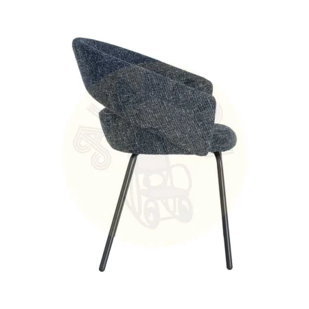Silla de brazos tapizada en tejido azul con estructura metálica 59x61x82cm - Ixia - 616397IX - foto-secundaria-2