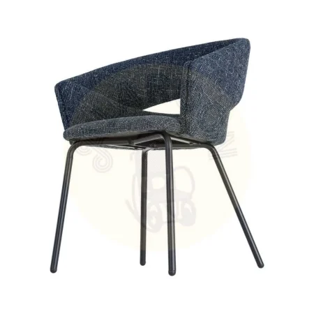 Silla de brazos tapizada en tejido azul con estructura metálica 59x61x82cm - Ixia - 616397IX - foto-secundaria-4